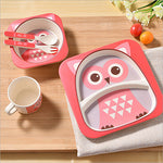 5 Pcs/Set Bamboo Fiber Children Tableware